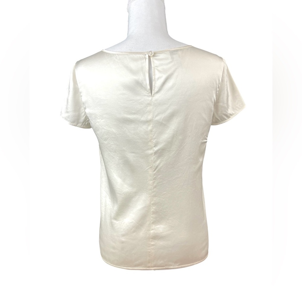 Armani Collezioni Silk Satin Stretch Ivory Short Sleeve Blouse sz 40 Classy - Picture 8 of 13
